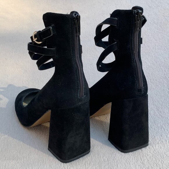 1.State Makal Genuine Suede Strappy Flared Heels Sz8 - Picture 8 of 16